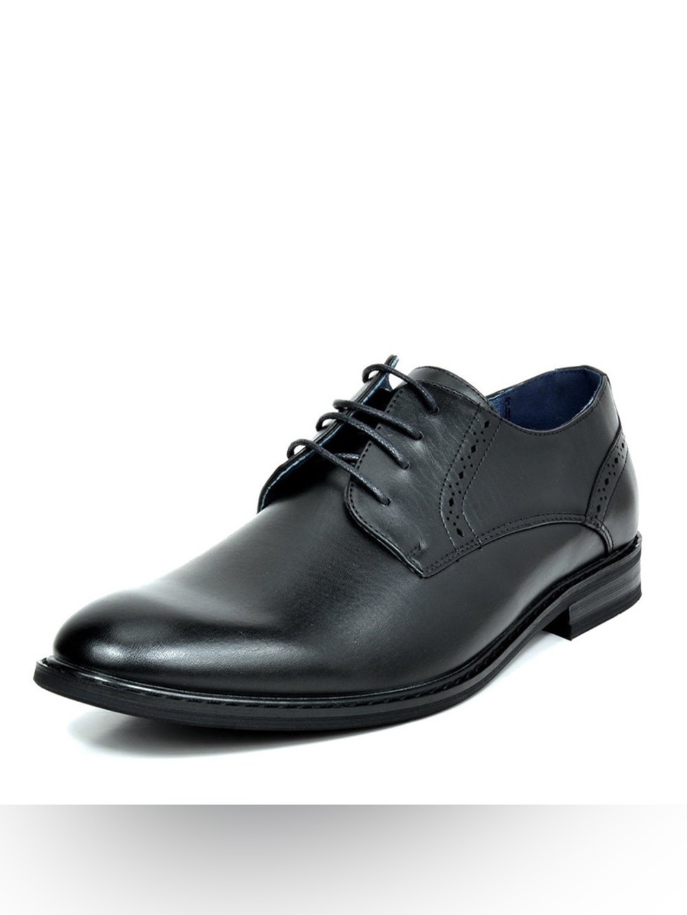 Bruno Marc Men's wide Black Leather work Lace-Up Dress Shoes